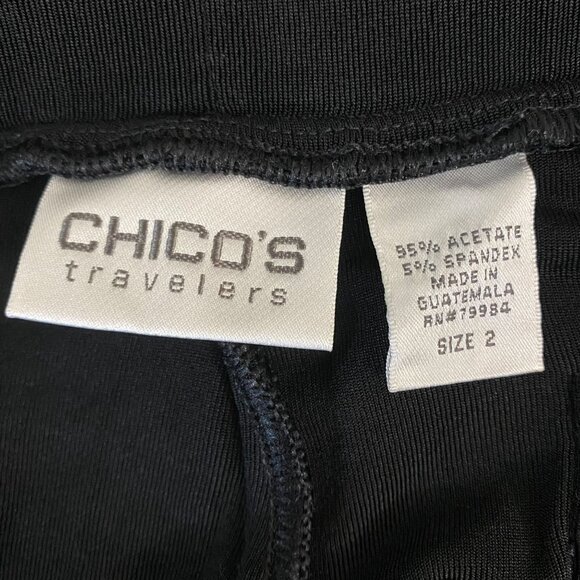 Chico's Travelers Comfort Fit Wide-Leg Black Zipper Pocket Pants Women's Size 2 - Picture 9 of 9